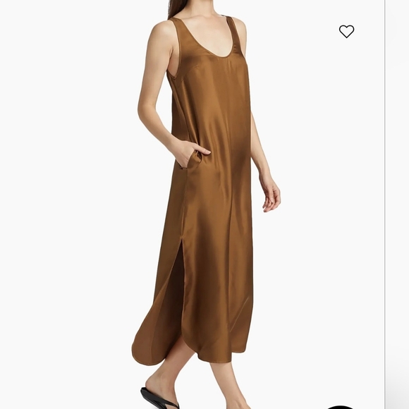 loulou de saison Dresses & Skirts - Loulou De Saison Nada Bronze Brown Sleeveless Maxi Dress 100% Silk Small